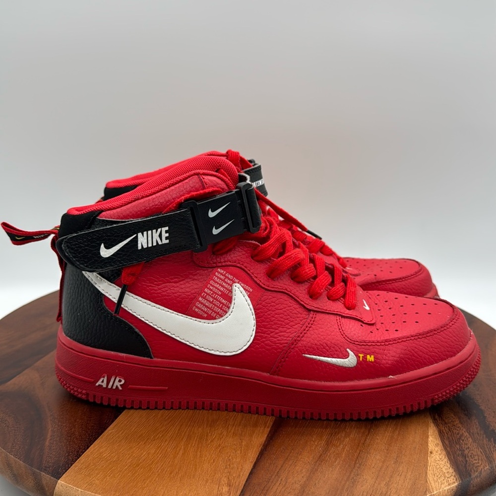 Nike Air Force 1 '07 LV8 Mid Overbranding Mens 10.5 Red Athletic Sneakers